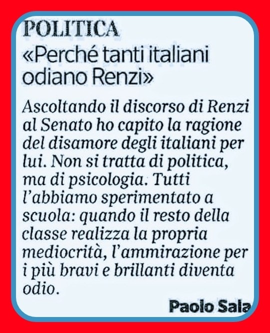 Risultati immagini per Come Ã¨ nato tutto questo odio verso Renzi.